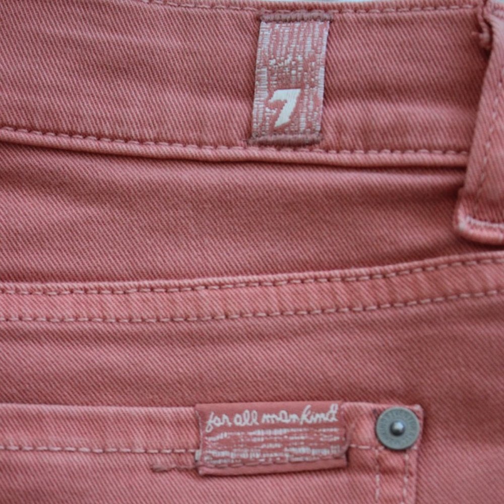 7 for all mankind, cropped coral skinny jeans, size 28